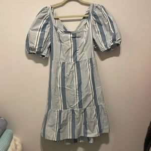 Mini Puffed Shoulder Blue/white striped dress. BNWT